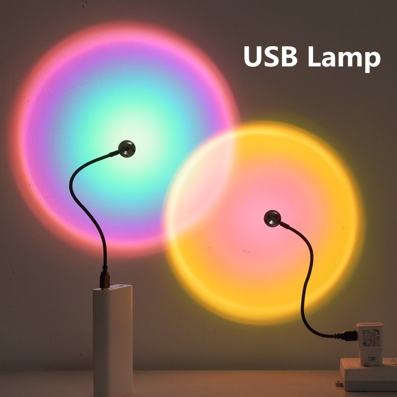 USB Sunset Projection Light – LED Rainbow Neon Photography & Atmosphere Lamp