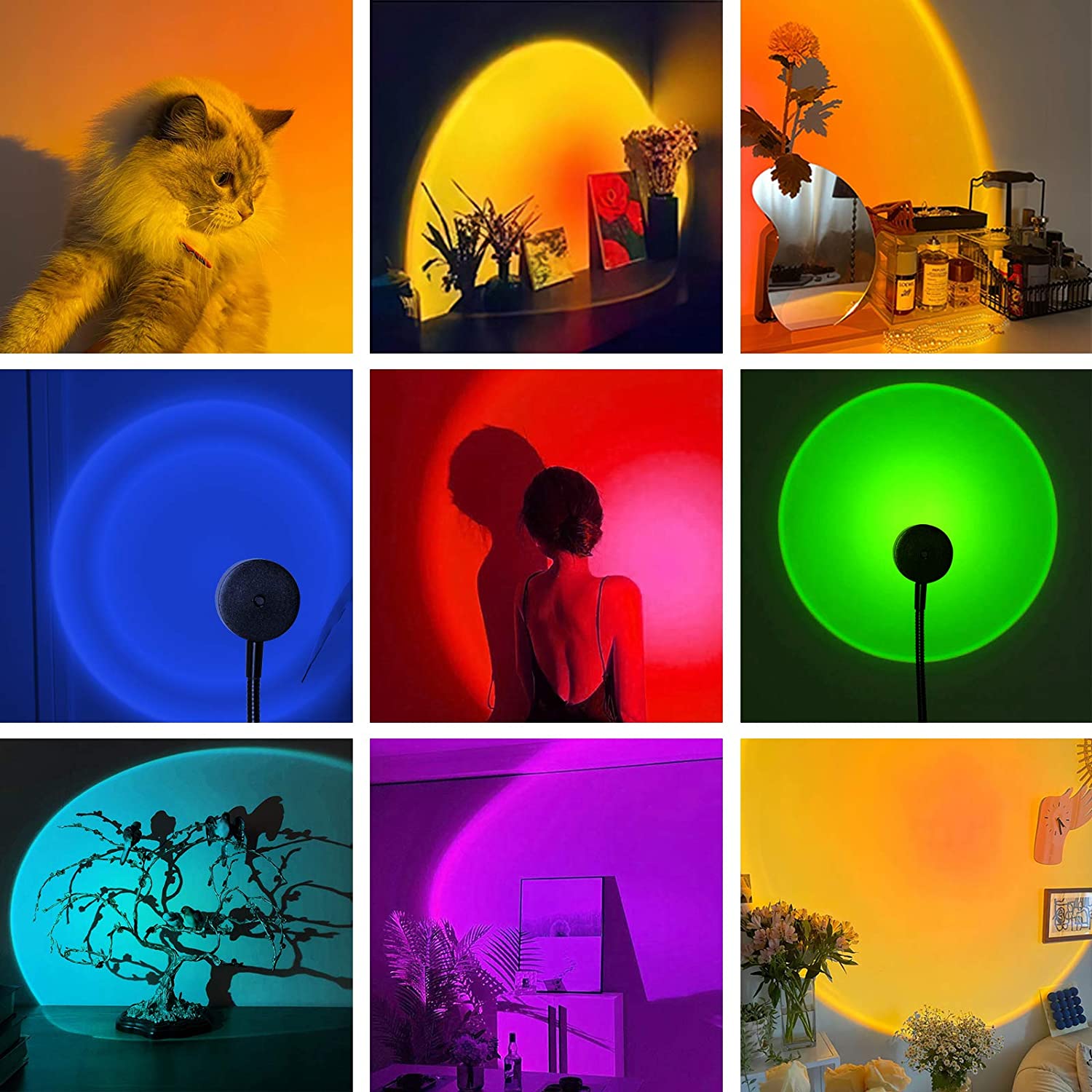 USB Sunset Projection Light – LED Rainbow Neon Photography & Atmosphere Lamp